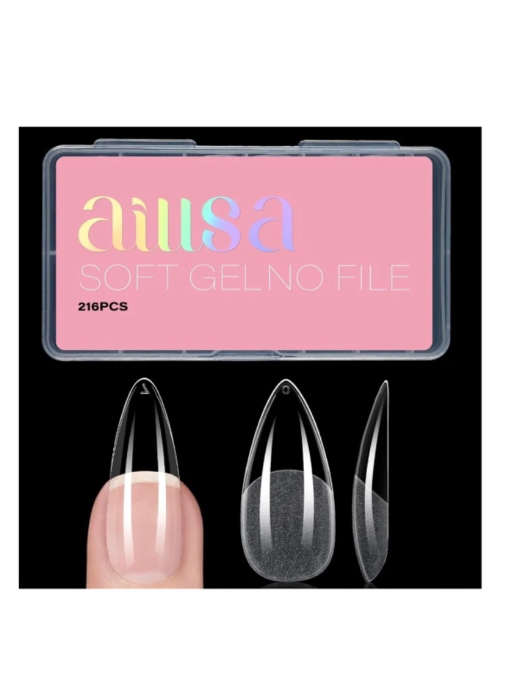 Clear Long Almond 216 Press-On Nails